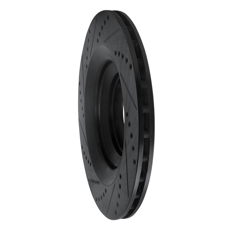 Audi A6 Quattro Brake Rotor (1) - Rear Right - R1 Concepts - Drilled & Slotted - Black - `05-`11